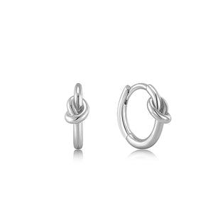 Knot Huggie Hoop Earrings  - Silver