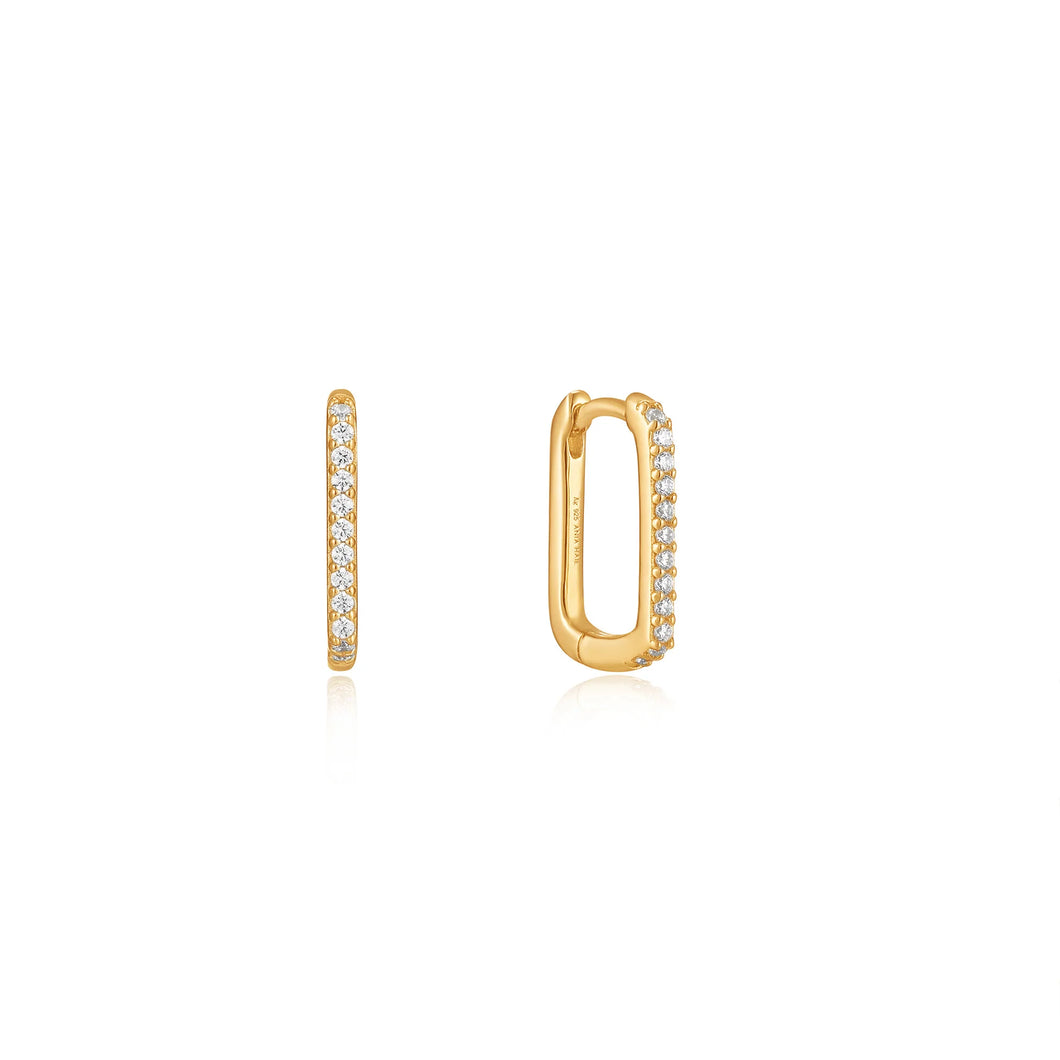 Glam Oval Hoop Earrings - Gold