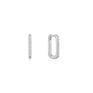 Glam Oval Hoop Earrings - Silver