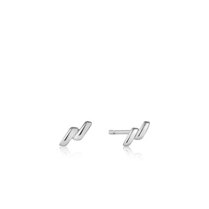 Smooth Twist Stud Earrings - Silver