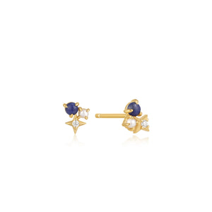 Lapis Star Stud Earrings - Gold