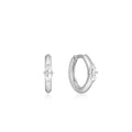 Sparkle Emblem Huggie Hoop Earrings - Silver