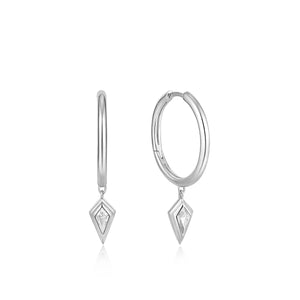 Sparkle Drop Pendant Hoop Earrings - Silver