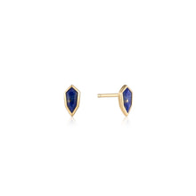 Load image into Gallery viewer, Lapis Emblem Stud Earrings - Gold
