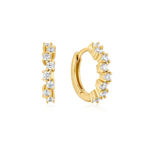 Sparkle Cluster Huggie Hoop Earrings - Gold