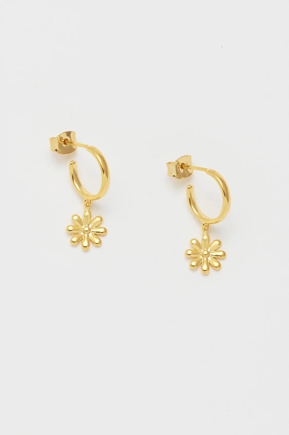 Minimal Daisy Drop Earrings- Gold Plated