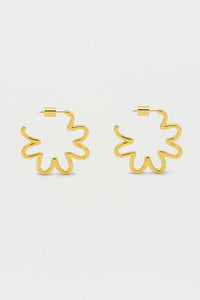 Large Squiggle Flower Hoops- Gold Plated