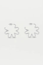Load image into Gallery viewer, Large Squiggle Flower Hoops- Silver Plated
