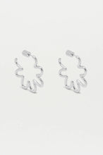 Load image into Gallery viewer, Large Squiggle Flower Hoops- Silver Plated
