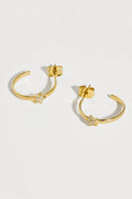 CZ Star Flat Edge Hoops- Gold Plated