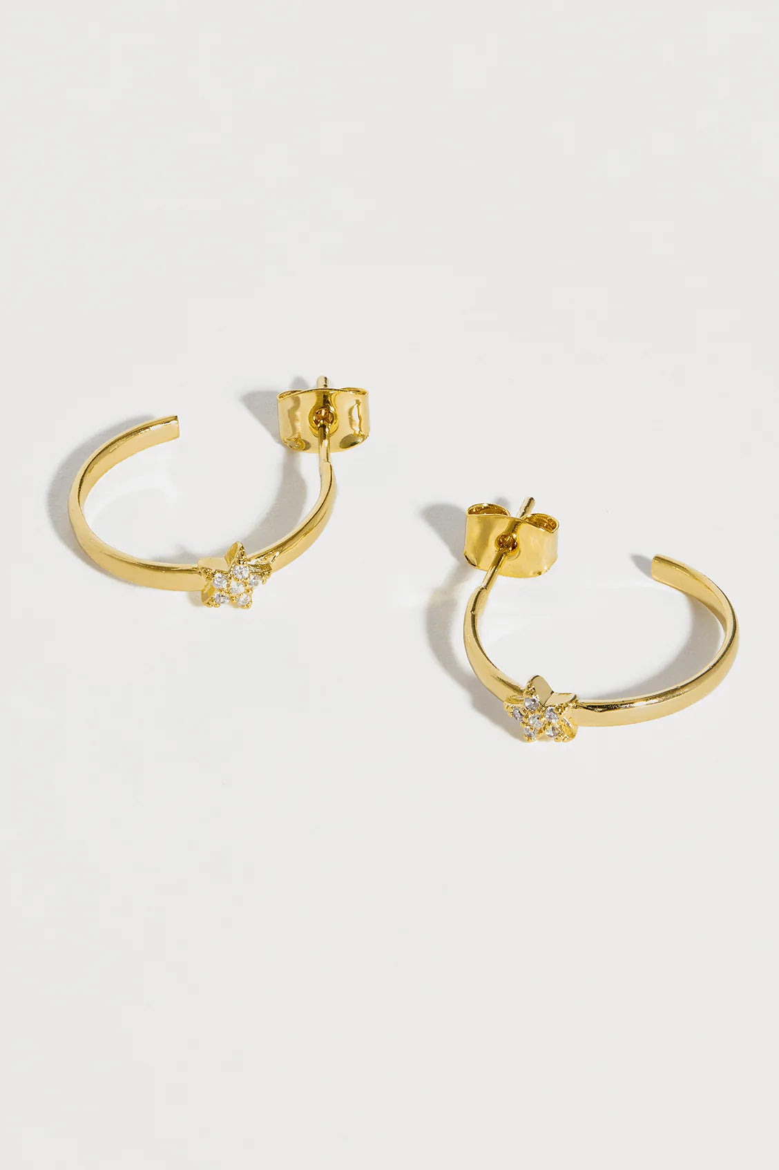 CZ Star Flat Edge Hoops- Gold Plated