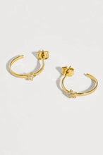 Load image into Gallery viewer, CZ Star Flat Edge Hoops- Gold Plated
