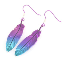 Load image into Gallery viewer, LOVEBIRD FEATHER TITANIUM EARRINGS

