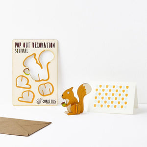 POP out card with wood decoration-SQUIRREL