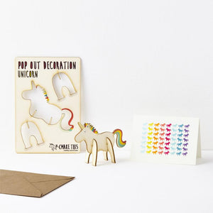 POP out card with wood decoration-UNICORN