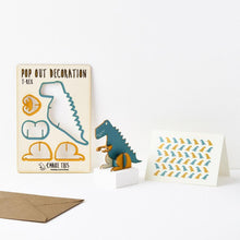 Load image into Gallery viewer, POP out card with wood decoration-T REX
