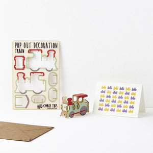 POP out card with wood decoration - TRAIN