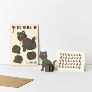 POP out card with wood decoration-CAT