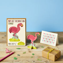 Load image into Gallery viewer, POP out card with wood decoration-FLAMINGO
