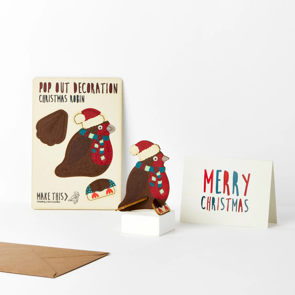 POP out card with wood Christmas decoration