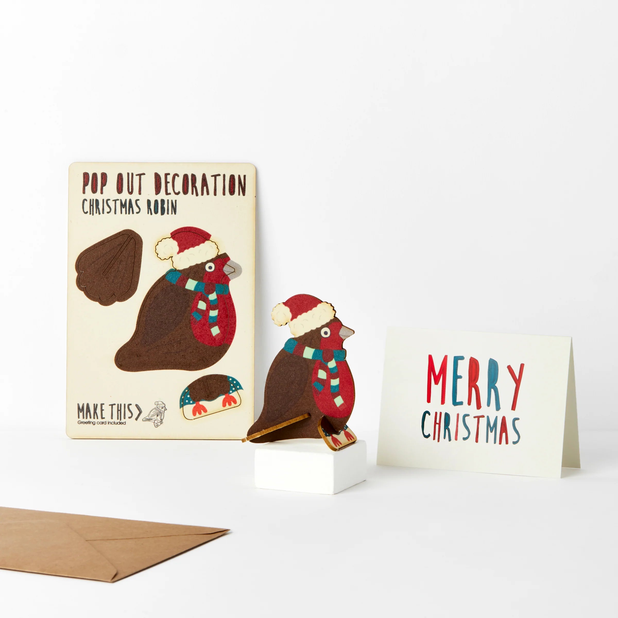POP out card with wood Christmas decoration