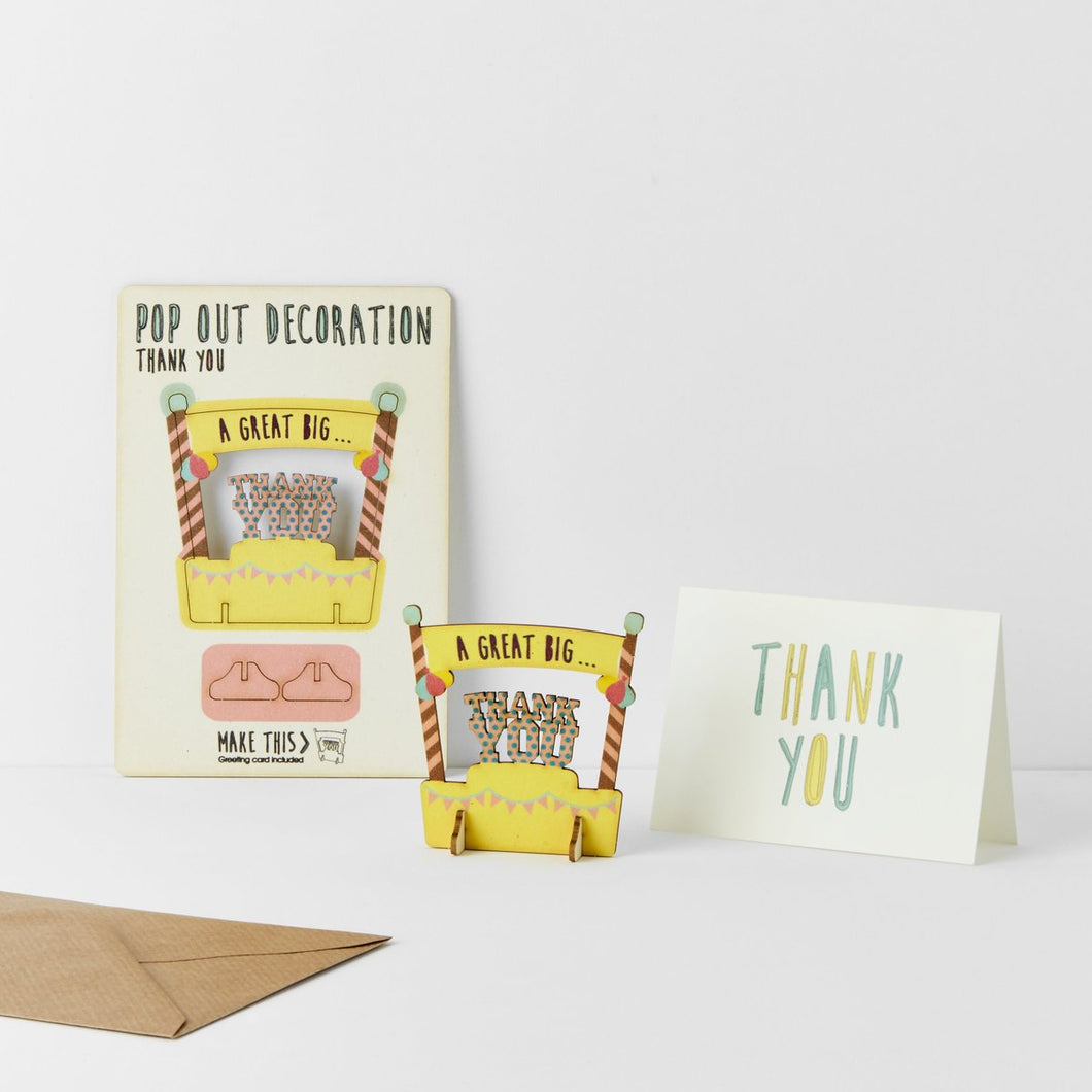 POP out card with wood decoration-THANK YOU
