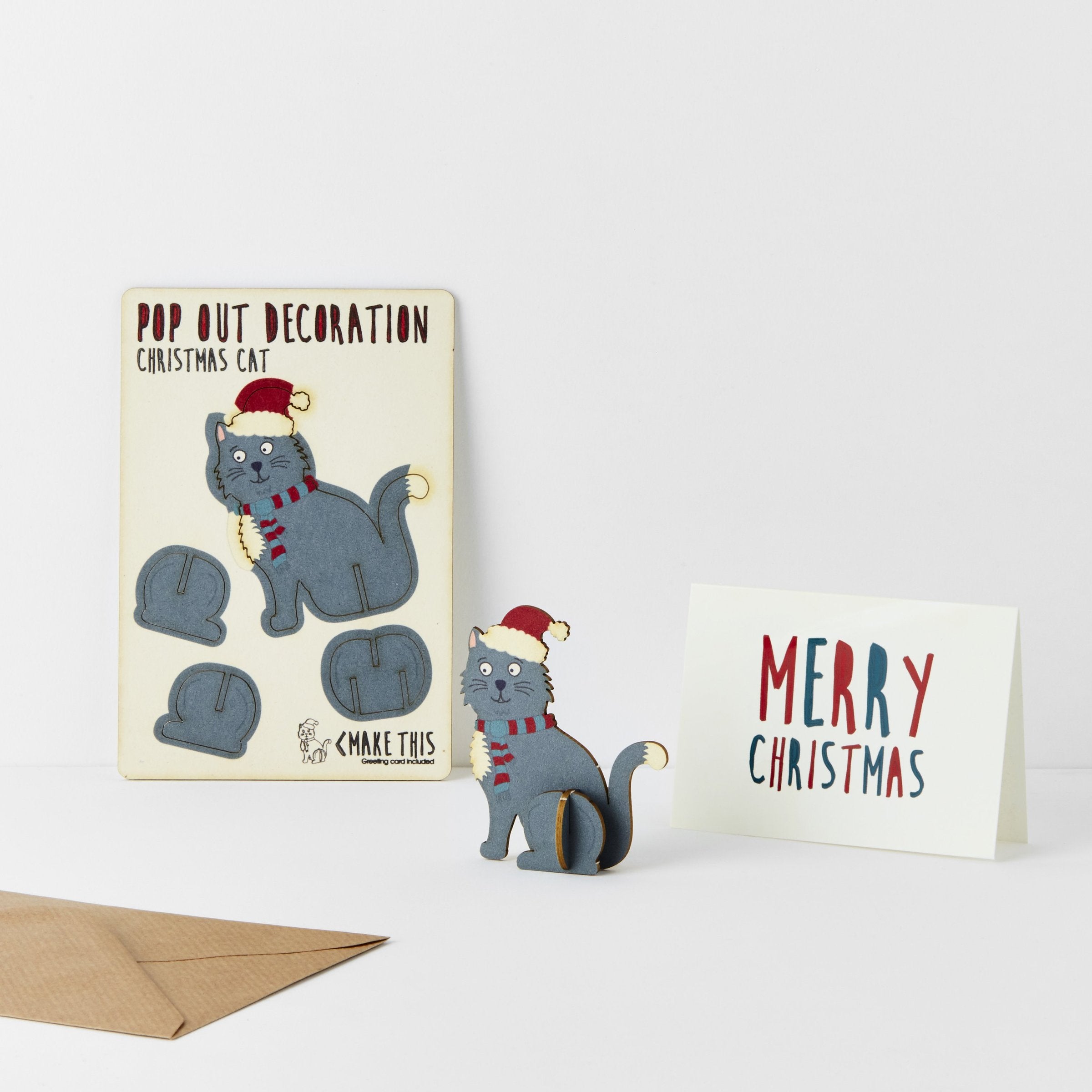 POP out card with wood Christmas decoration