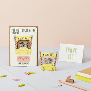 POP out card with wood decoration-THANK YOU