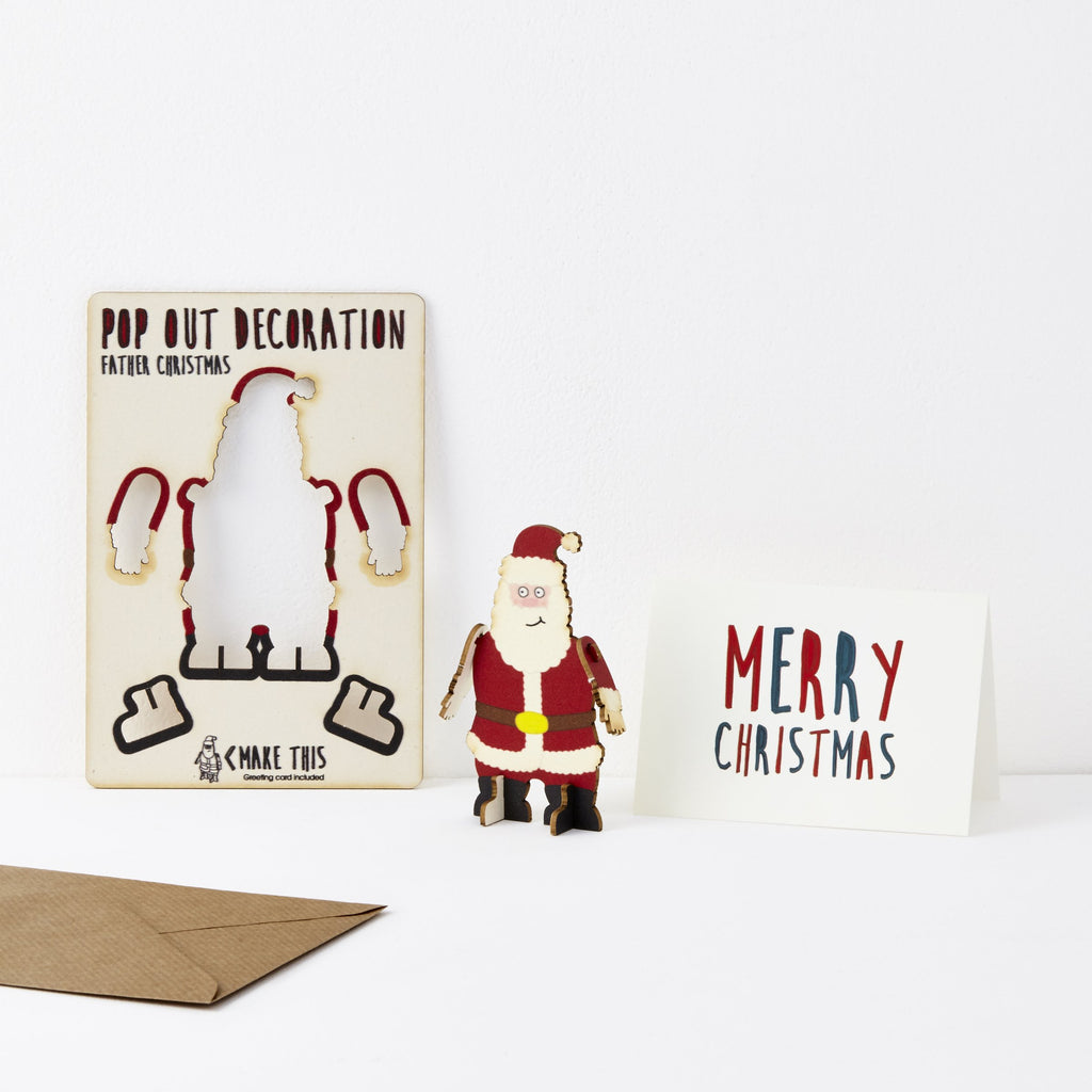 POP out card with wood Christmas decoration