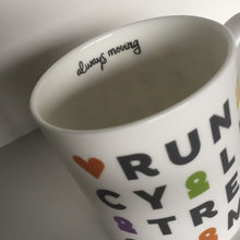 Load image into Gallery viewer, Peak District words mugs  – Run, Cycle, Track, Climb
