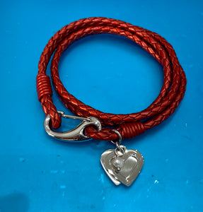 Leather bracelet with steel shrimp clasp DOUBLE -19 cm
