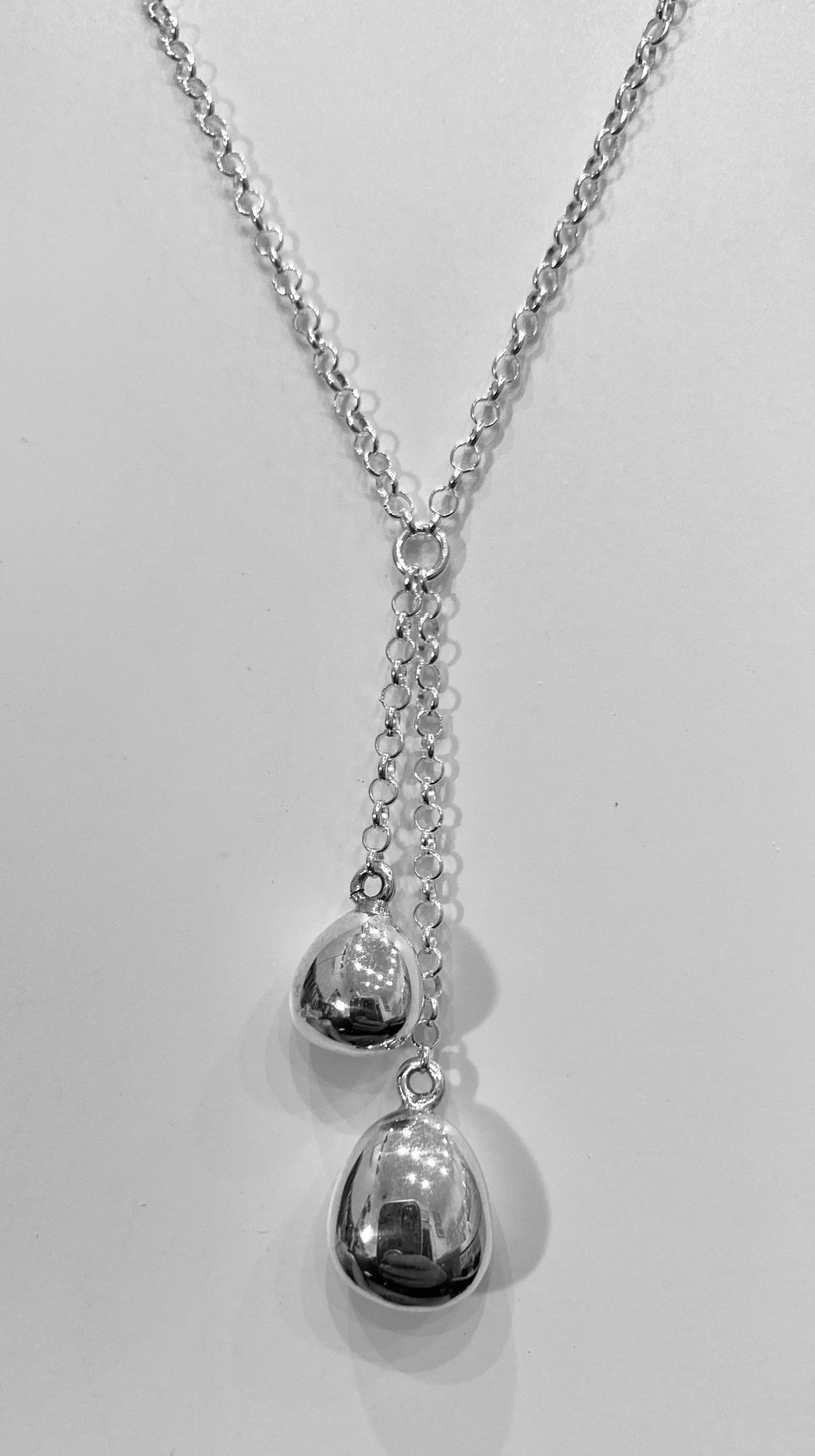 Chris Lewis polished pebbles two pieces drop  necklace