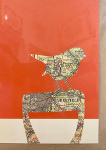 Sheffield map/birds card ROBIN