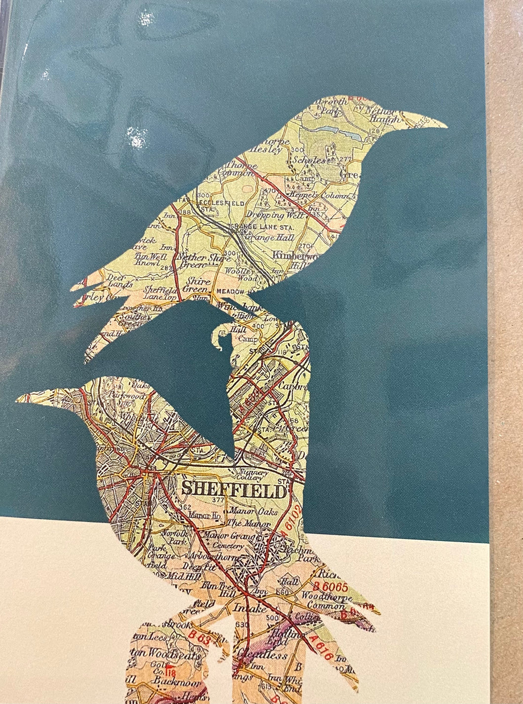 Sheffield map/birds card -STARLINGS