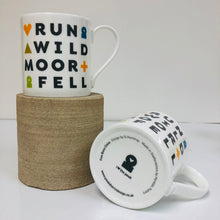 Load image into Gallery viewer, Peak District words mugs – run wild moor fell
