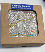 Load image into Gallery viewer, Sheffield Sharrowvale area map set of 4 coasters

