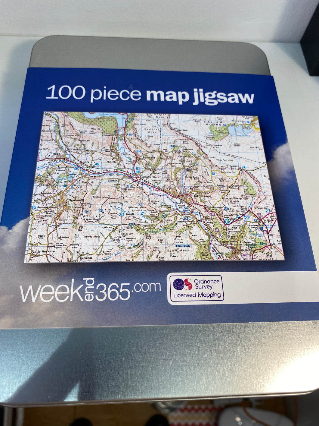 Hathersage map 100 Piece (A4) Jigsaw in a Tin