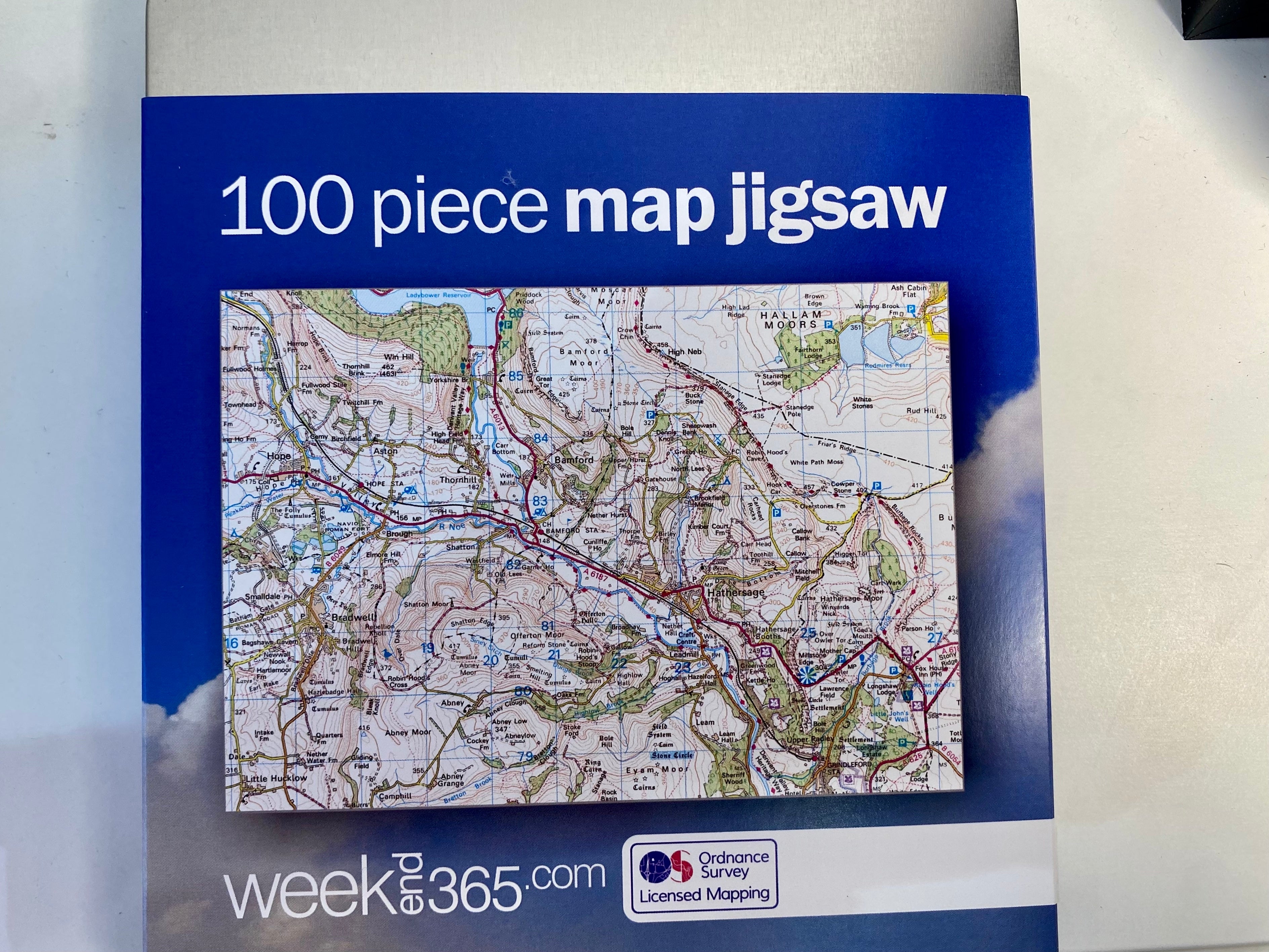 Hathersage map 100 Piece (A4) Jigsaw in a Tin