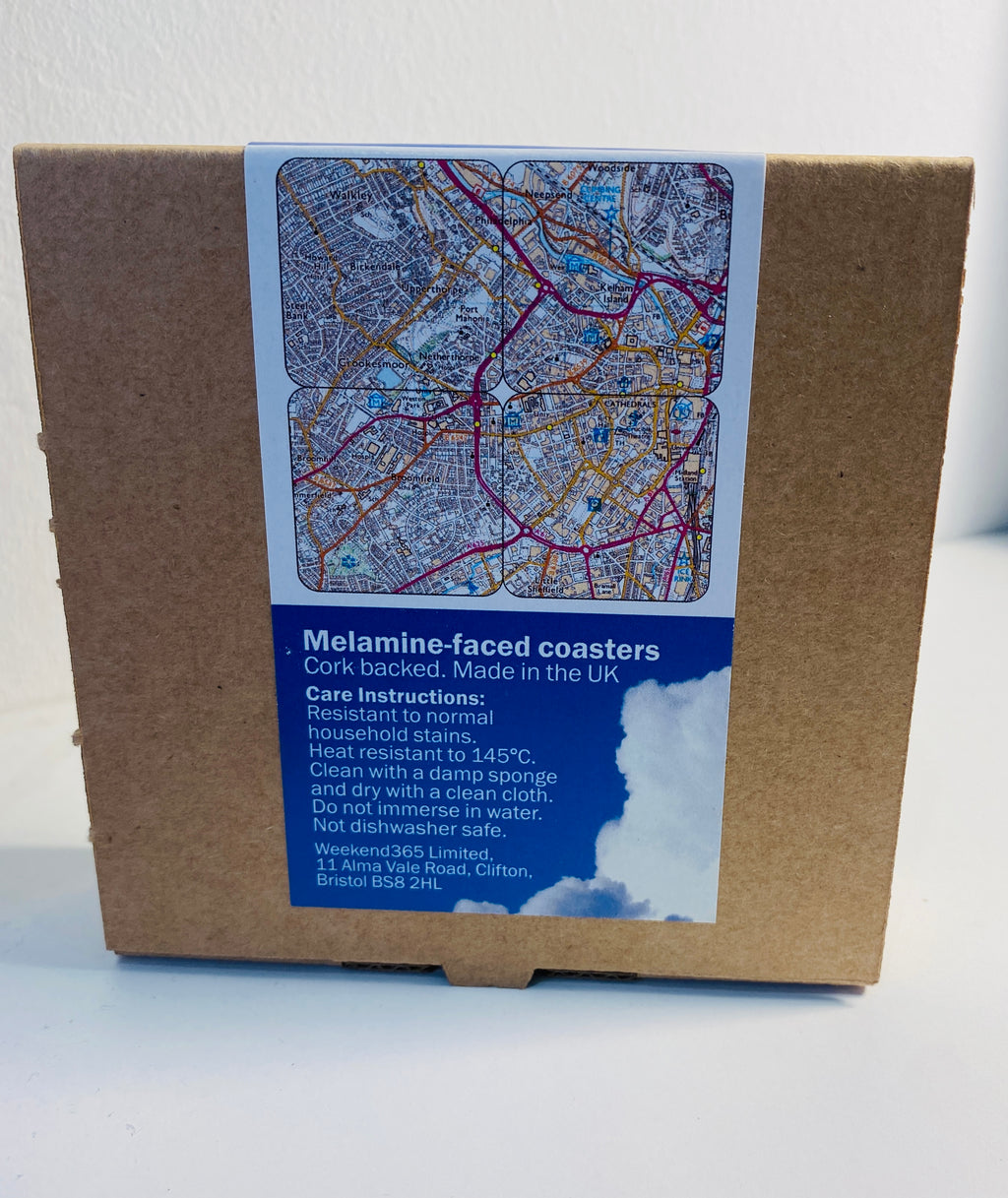 Sheffield City Centre map set of 4 coasters