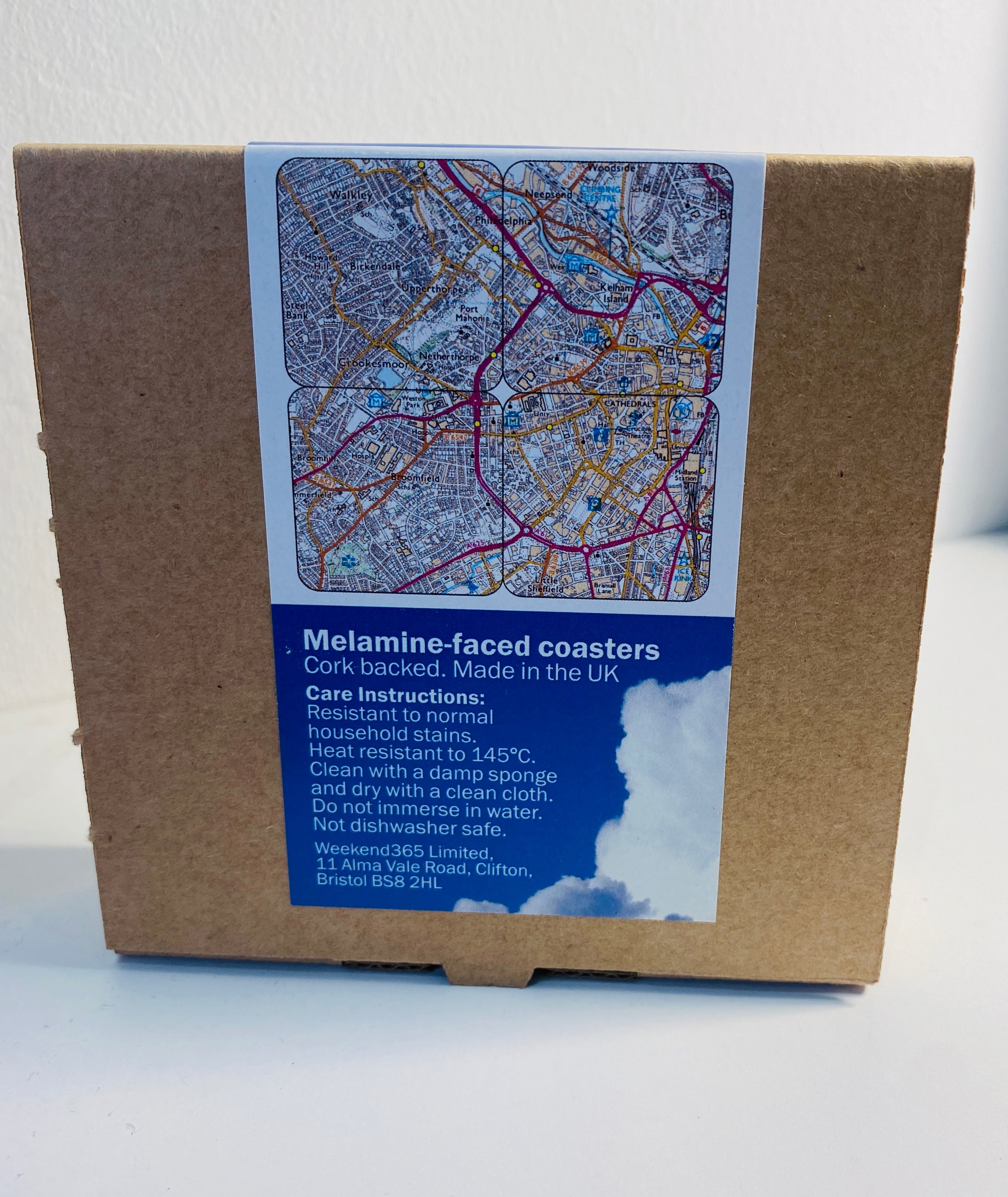 Sheffield City Centre map set of 4 coasters