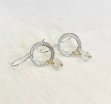 Load image into Gallery viewer, Sterling SILVER and gold earrings with herkimer diamond quarts stone

