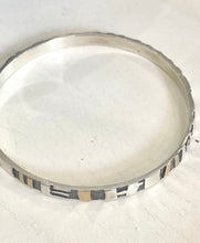 Load image into Gallery viewer, Adele Taylor Sterling silver, oxidised silver and 14ct gold plating bangle
