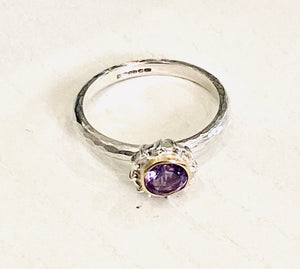 Adele Taylor Sterling steel ring with Amethyst