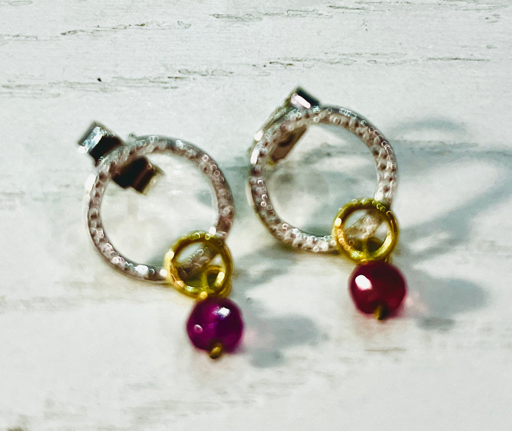 Adele Taylor SILVER studs with sapphire