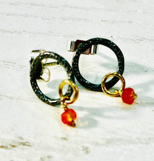 Adele Taylor SILVER studs with sapphire