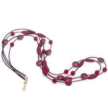 Load image into Gallery viewer, Murano glass Necklace oval flat beads long red

