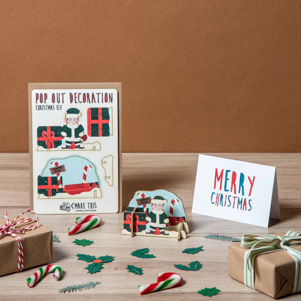 POP out card with wood Christmas decoration