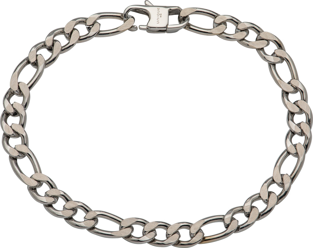 Stainless Steel Figaro Bracelet matte and polished lab182/3