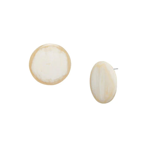 BRANCH Horn Disc Stud Earring - White Natural