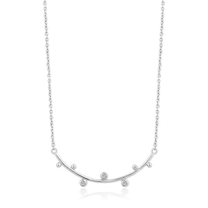 Silver Shimmer Solid Bar Stud Necklace